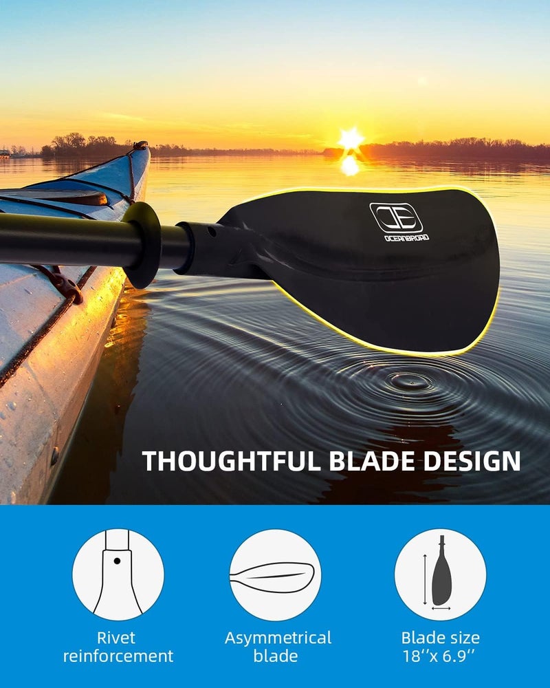OCEANBROAD Adjustable Kayak Paddle 86in/220cm to 94in/240cm Kayaking Boating Canoeing Oar with Paddle Leash 1 Paddle - Image 5